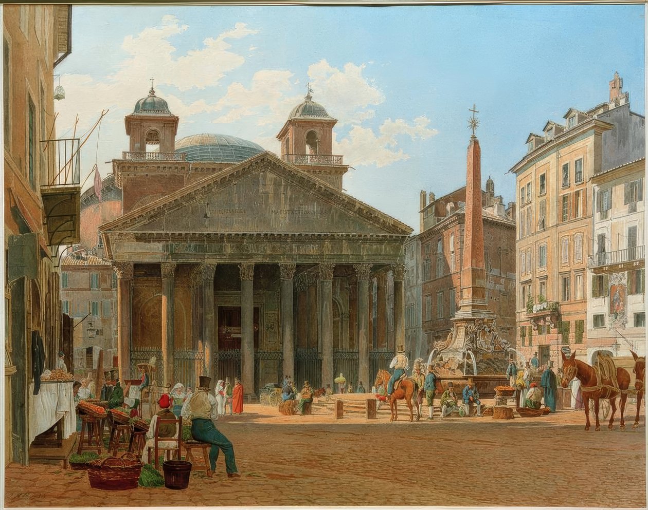 Het Pantheon en de Piazza della Rotonda in Rome door Jakob Alt