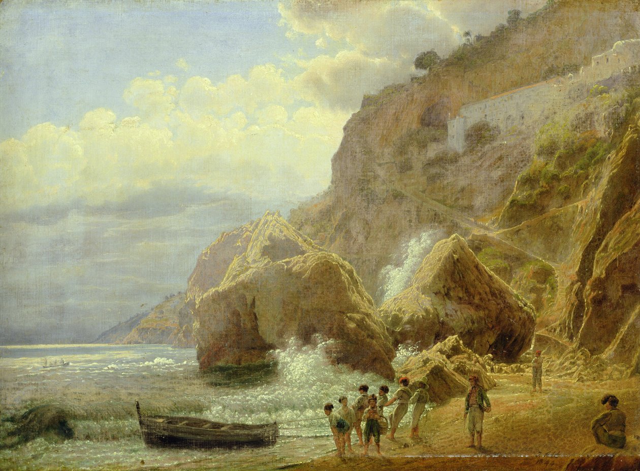 Italiaans Kustlandschap, 1844 door Jakob Alt