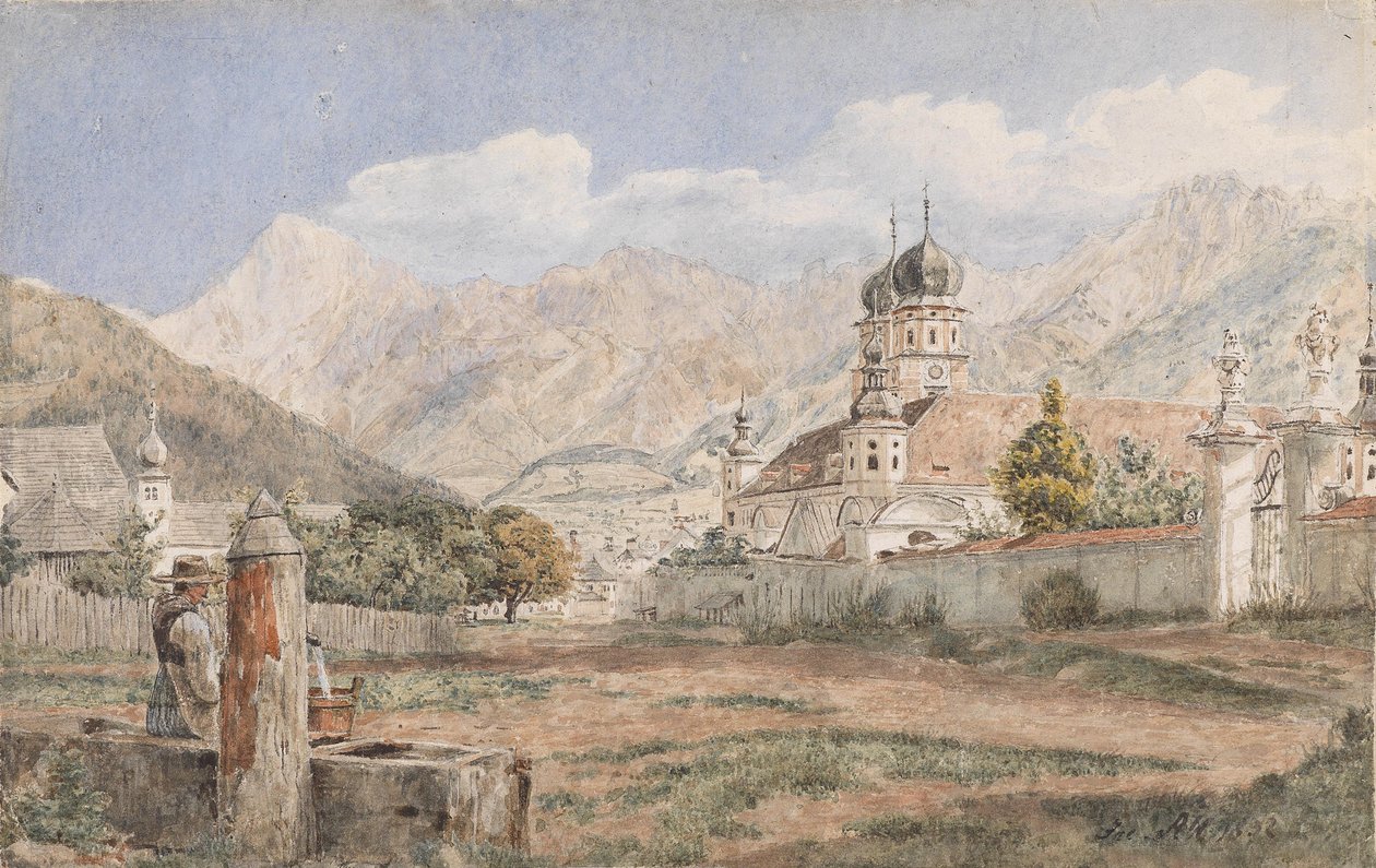 Uitzicht op Stift Stams in Tirol door Jakob Alt
