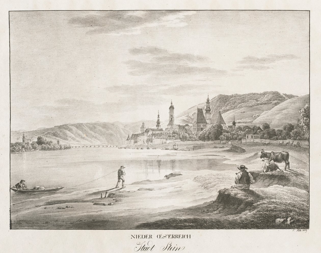 Nieder-Österreich, Stadt Stein door Jakob Alt
