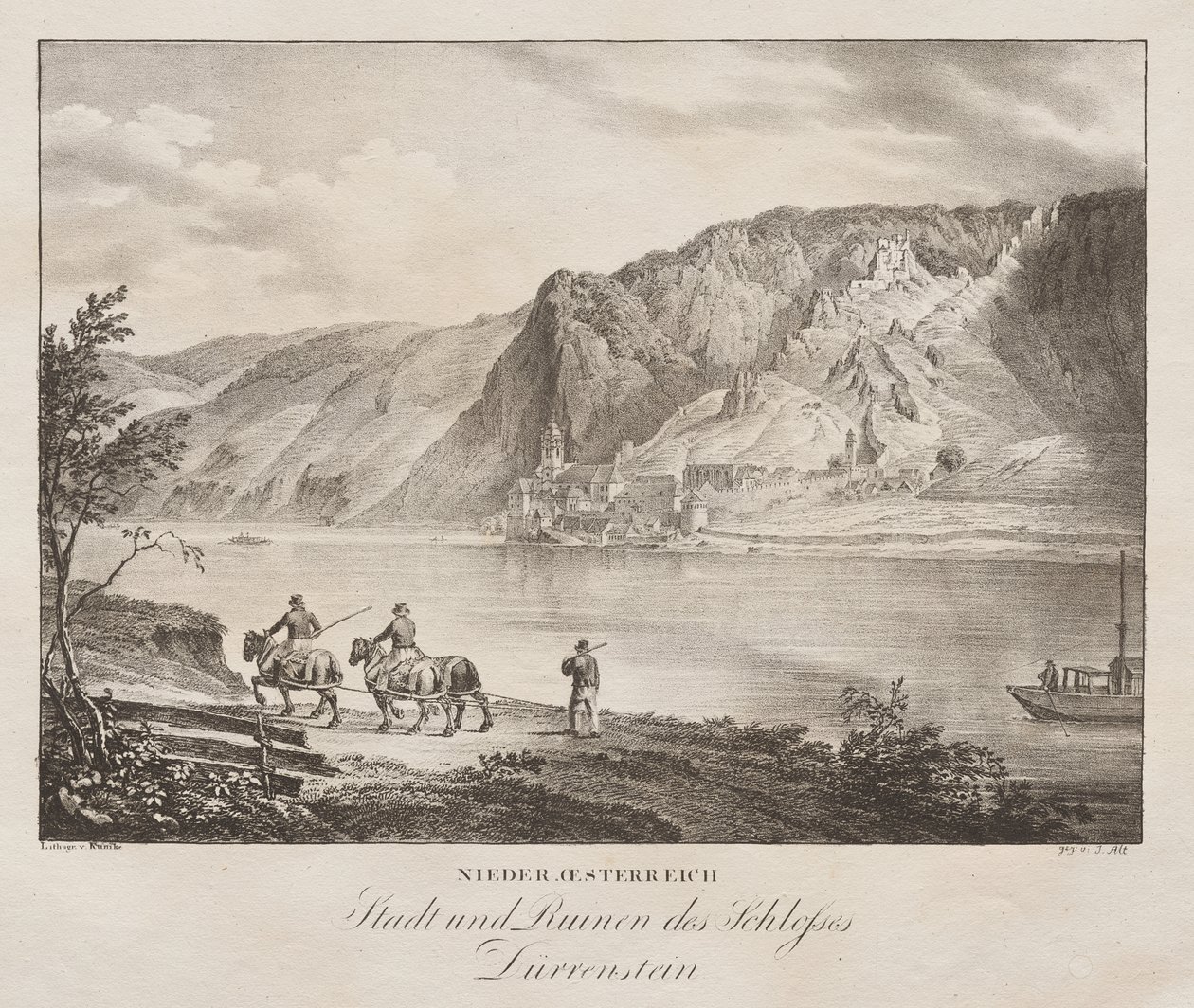 Neder-Oostenrijk, Stad en Ruïnes van het Kasteel door Jakob Alt