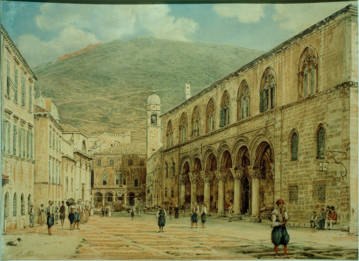 Plein in Ragusa (Dubrovnik) door Jakob Alt