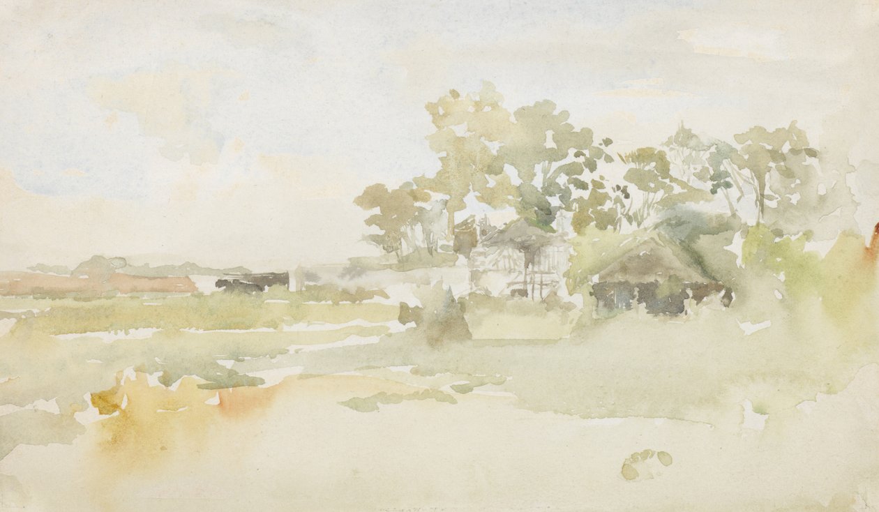 Landschap met boerderijgebouwen, ca. 1884 door James Abbott McNeill Whistler