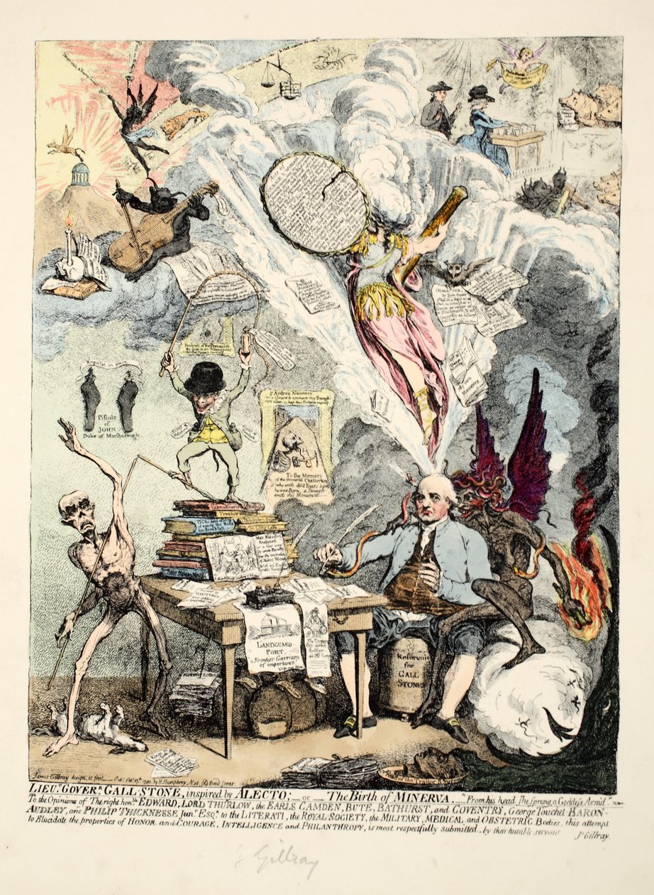 Luitenant-Gouverneur Galsteen, geïnspireerd door Alecto, of De Geboorte van Minerva, 1790 door James Gillray