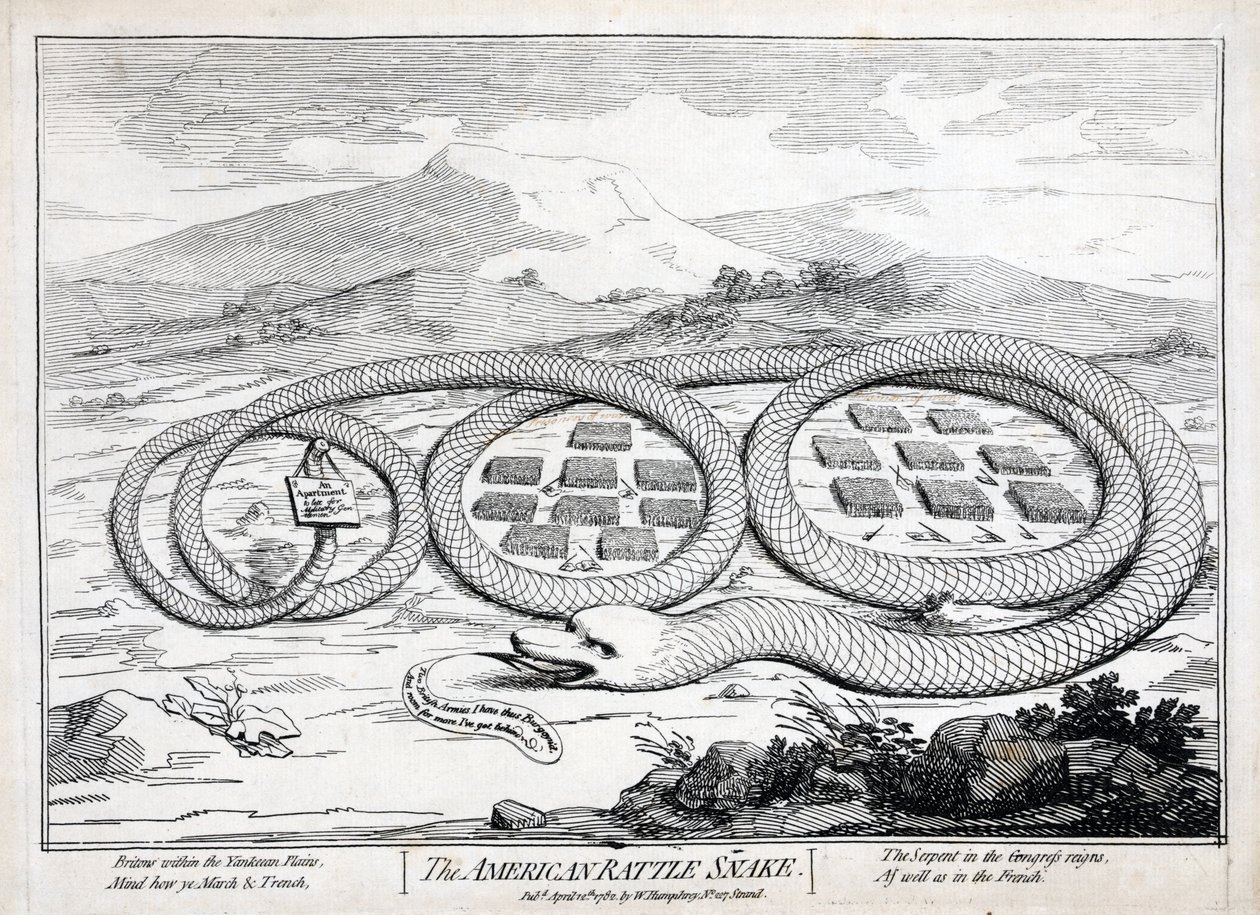 De Amerikaanse Ratel Slang, 1782 door James Gillray