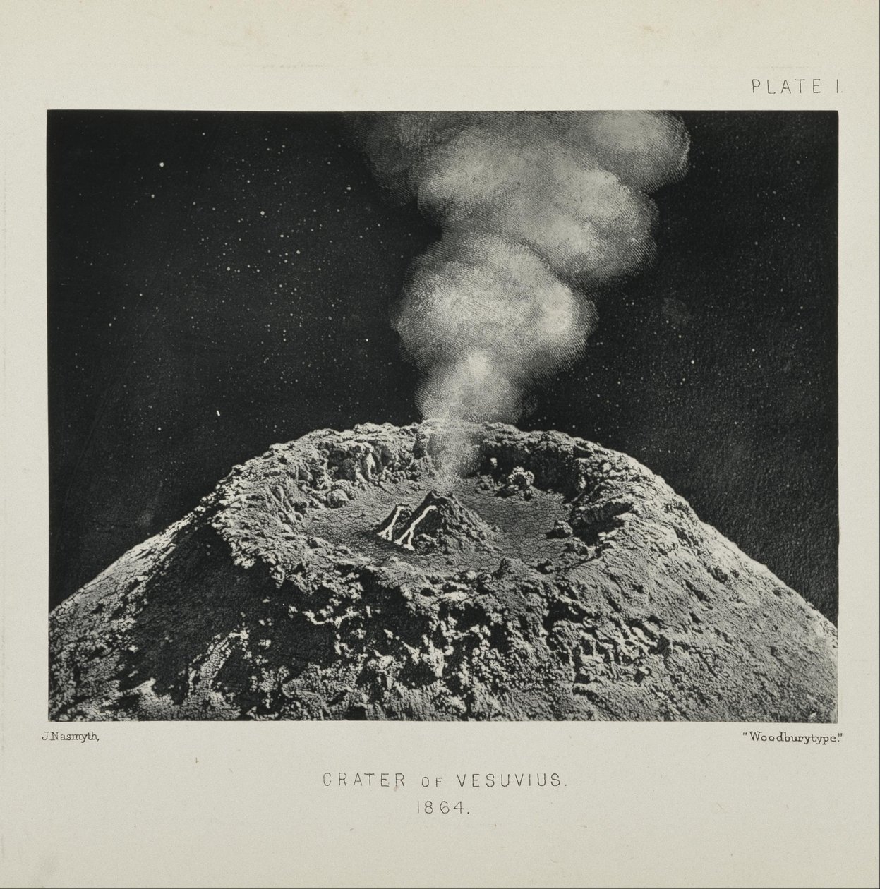 Krater van Vesuvius door James Hall Nasmyth