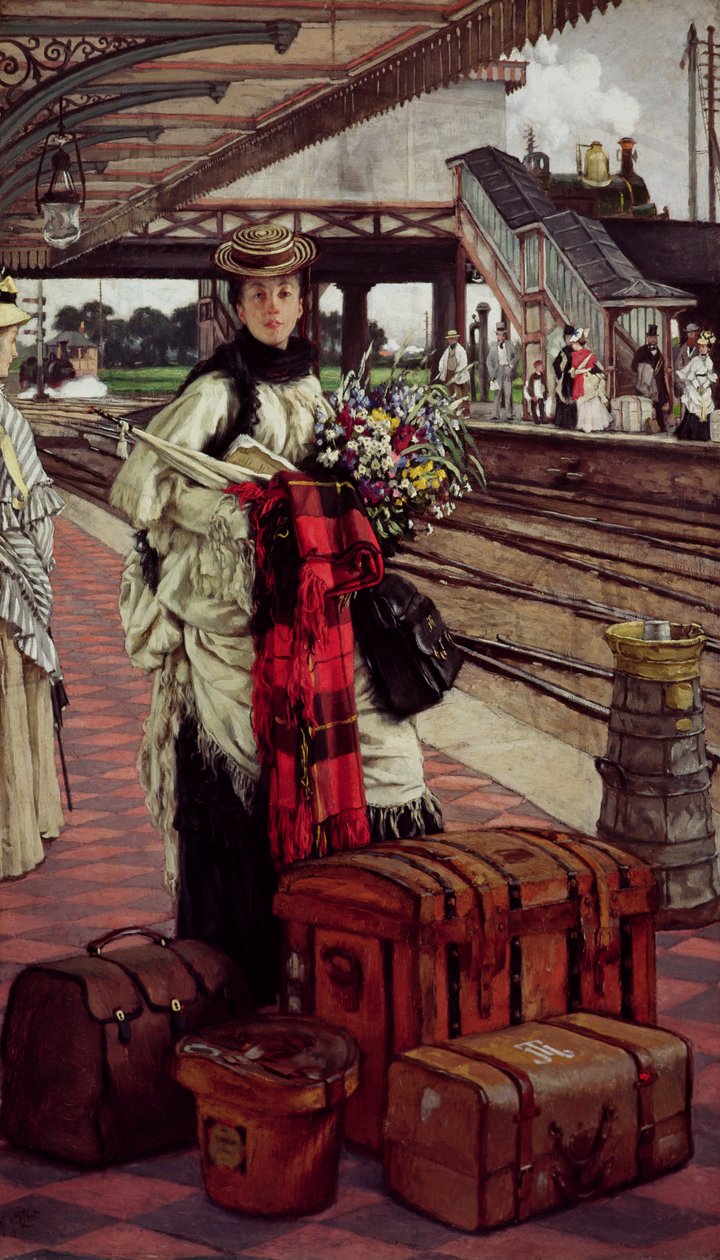 Wachten op het station, Willesden Junction, ca.1874 door James Jacques Joseph Tissot
