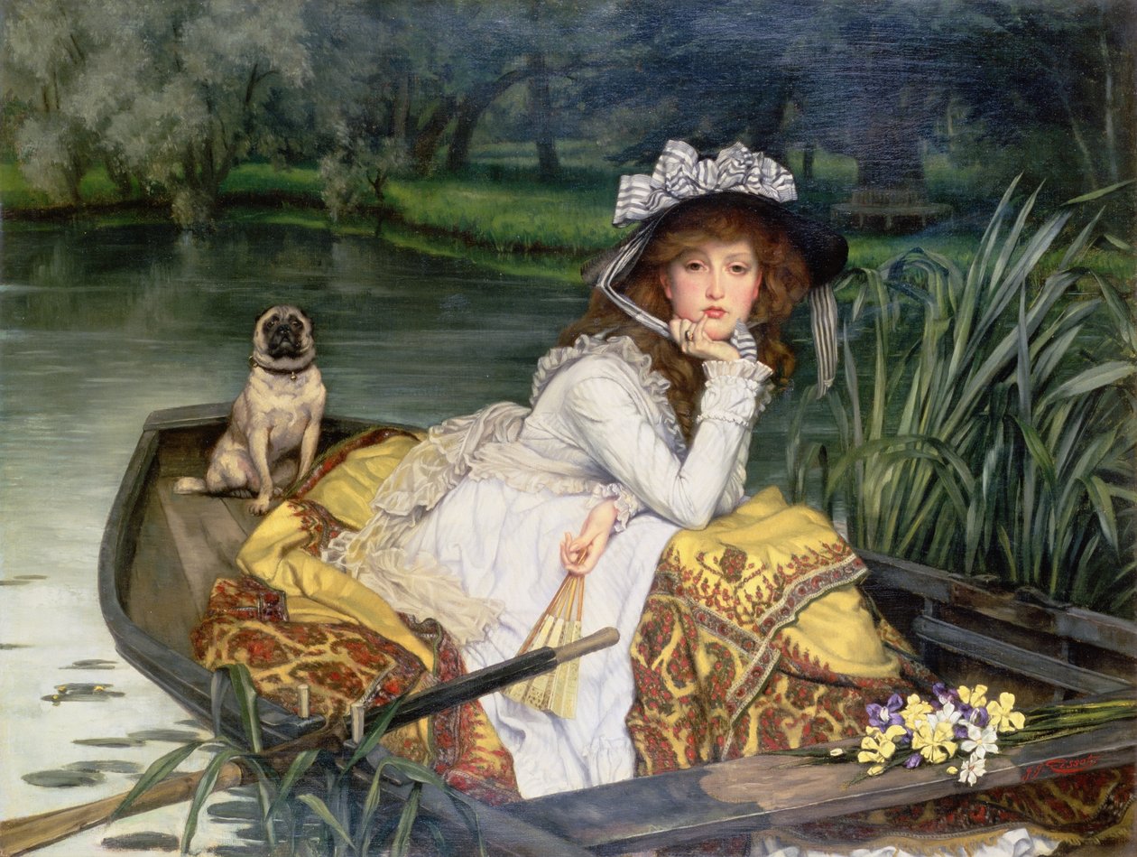 Jonge vrouw in een boot, of Reflecties, ca. 1870 door James Jacques Joseph Tissot