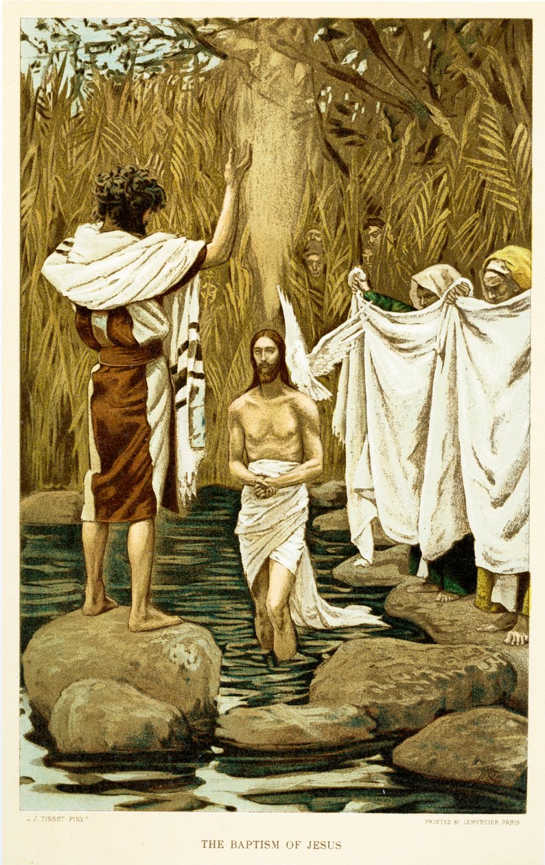 De Doop van Jezus, Sint Mattheüs - Bijbel door James Jacques Joseph after Tissot