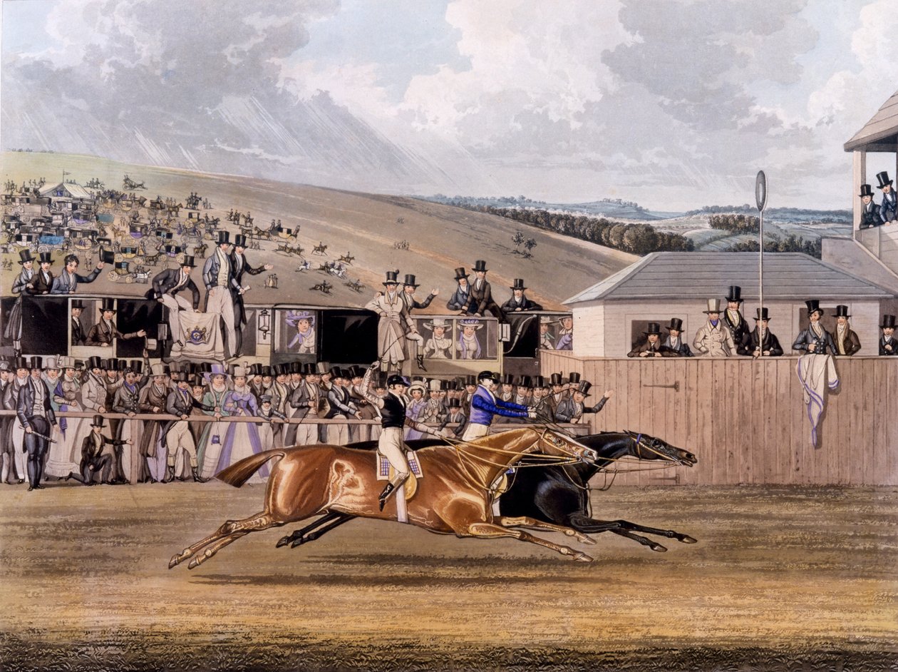 Derby Day in Epsom, 1828 door James Pollard