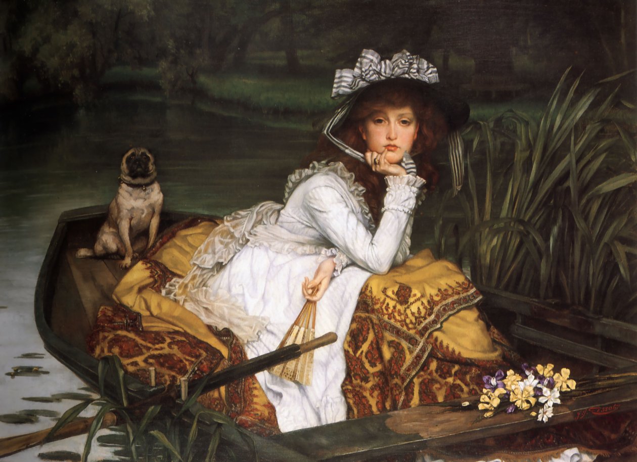 Jonge dame in een boot door James Jacques Joseph Tissot