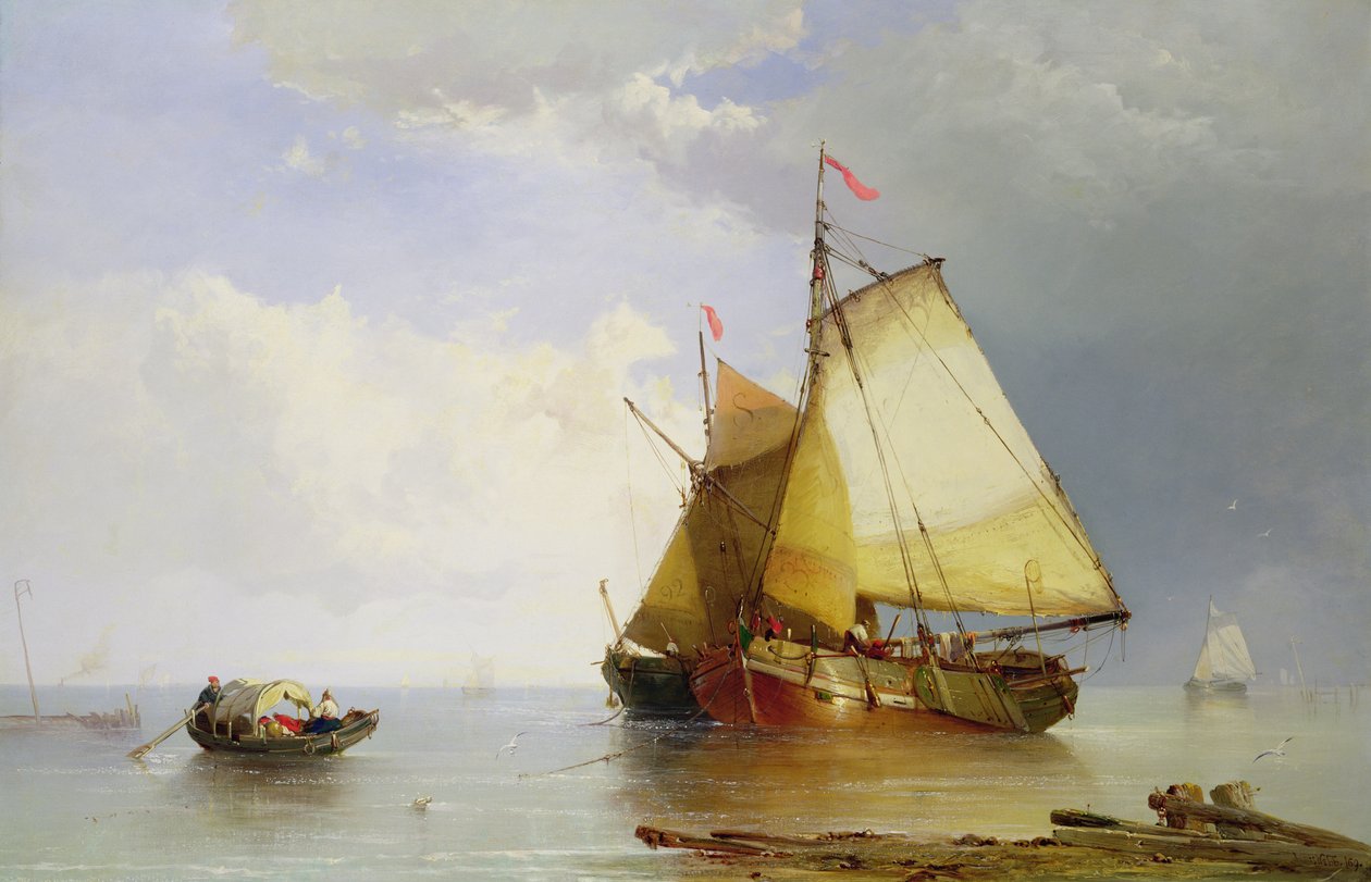 Schepen in een kalmte, 1869 door James Webb
