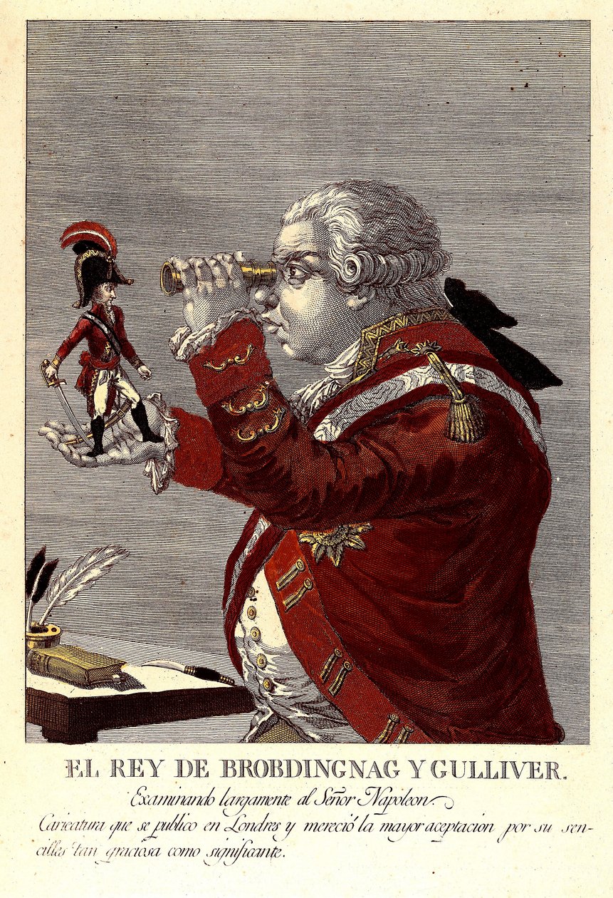 De koning van Brobdingnag en Gulliver door James (after) Gillray