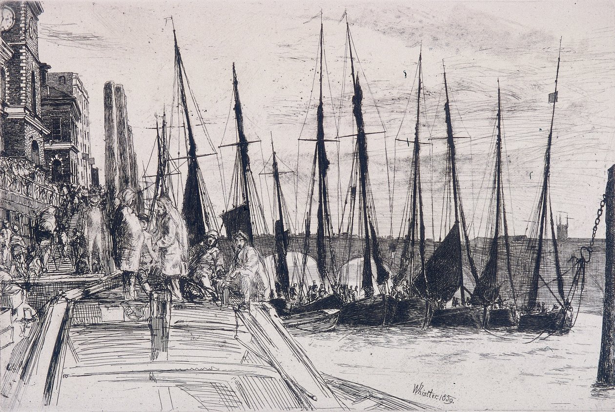 Boten langs Billingsgate, Londen door James Abbott McNeill Whistler