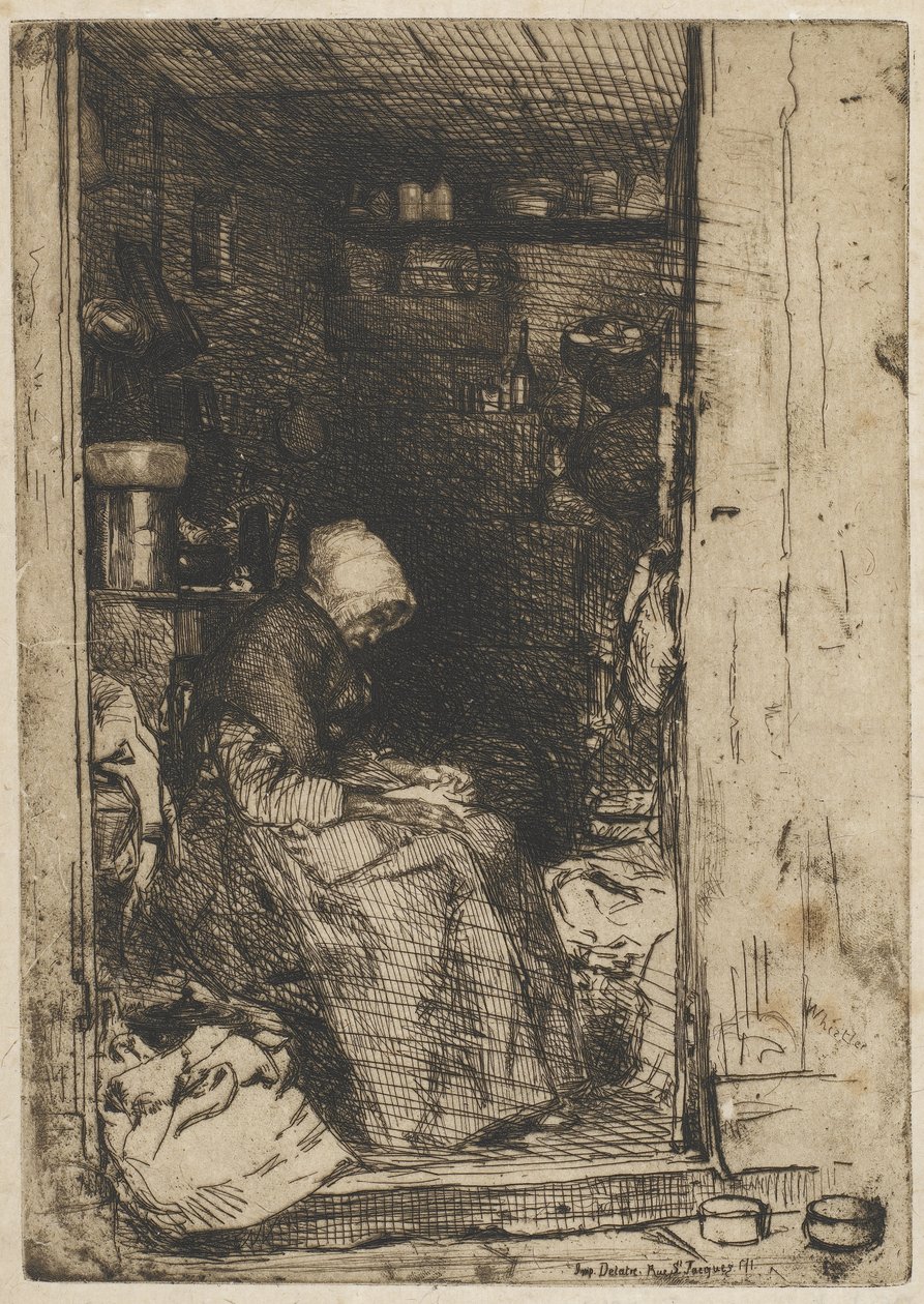 De Oude Vrouw met Lappen door James Abbott McNeill Whistler