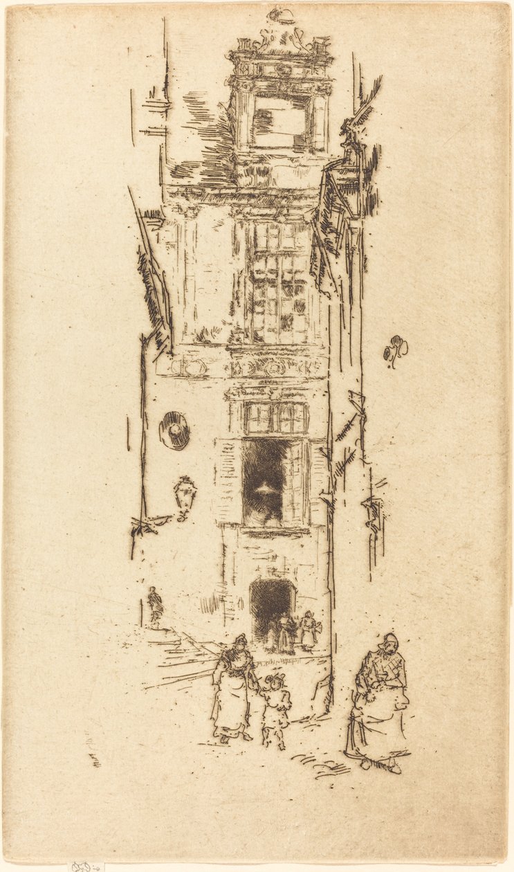 Gemeentehuis, Loches, 1888 door James Abbott McNeill Whistler