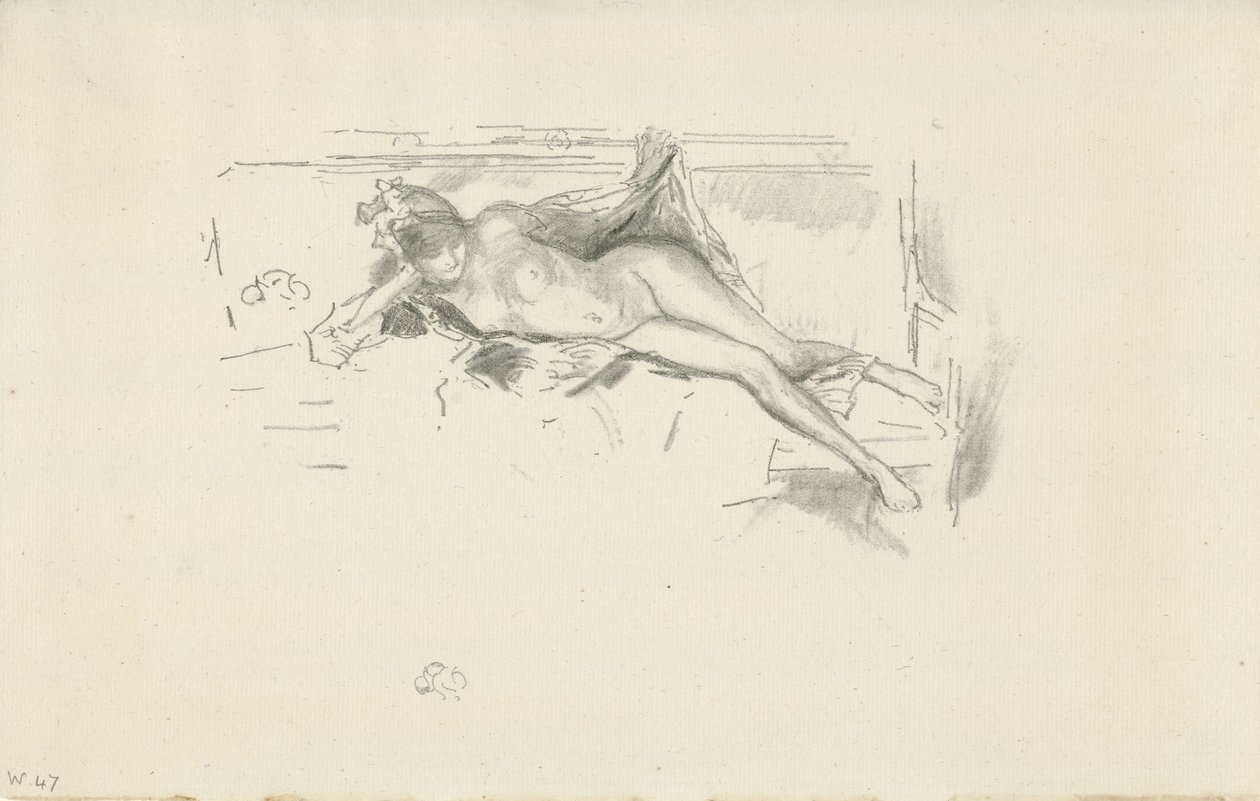 Naakt model liggend door James Abbott McNeill Whistler