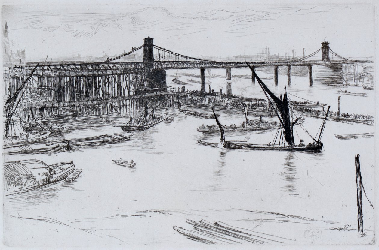 Oude Hungerford-brug door James Abbott McNeill Whistler