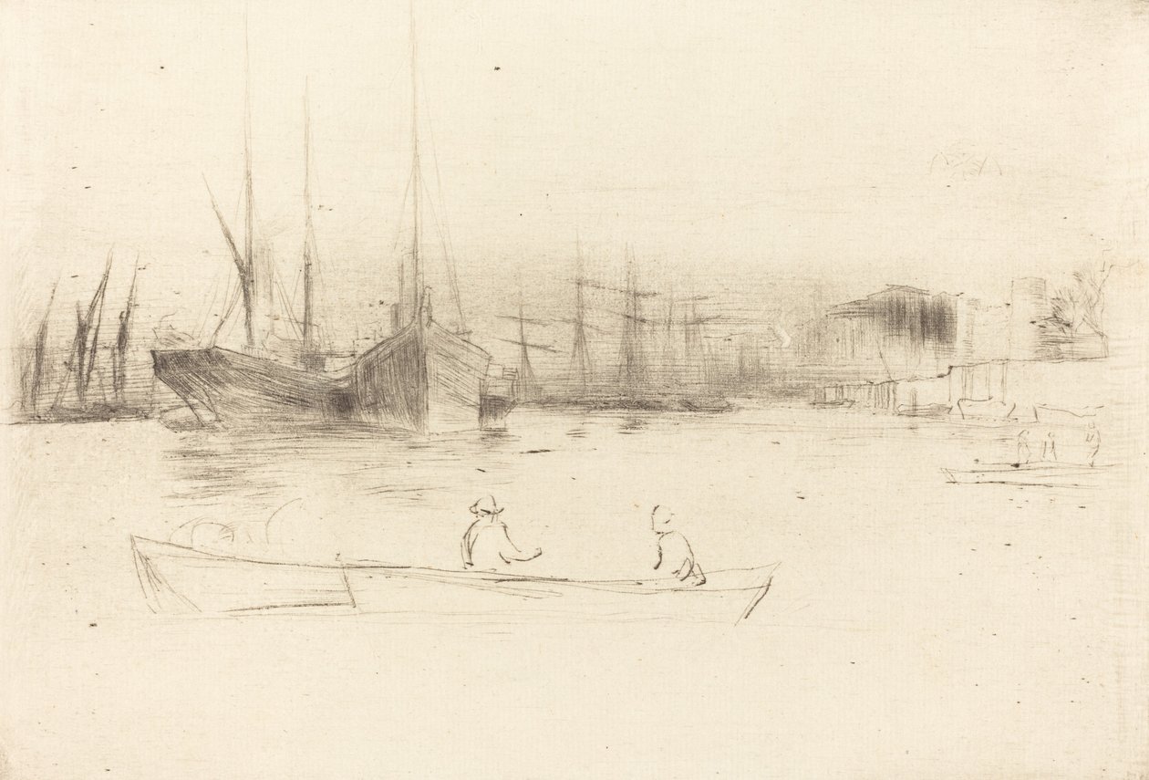 Stoomschepen bij de Toren door James Abbott McNeill Whistler