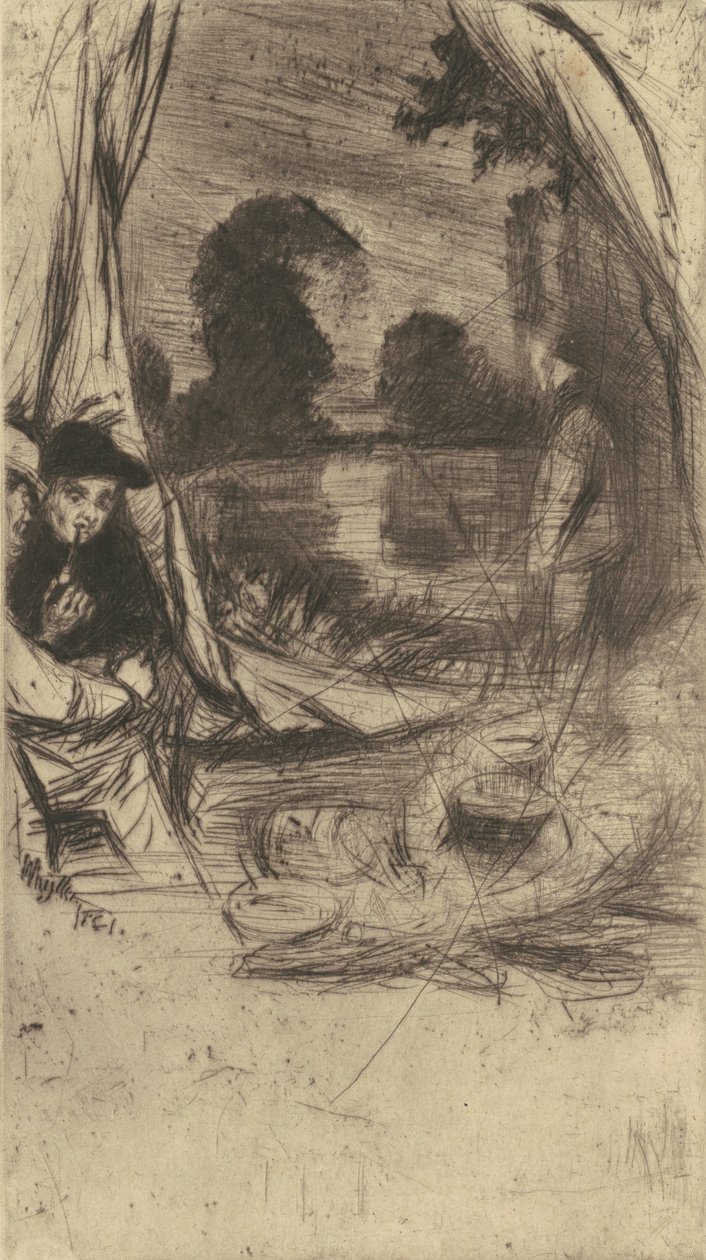 Het kamp, 1861 gepubliceerd 1879 door James Abbott McNeill Whistler