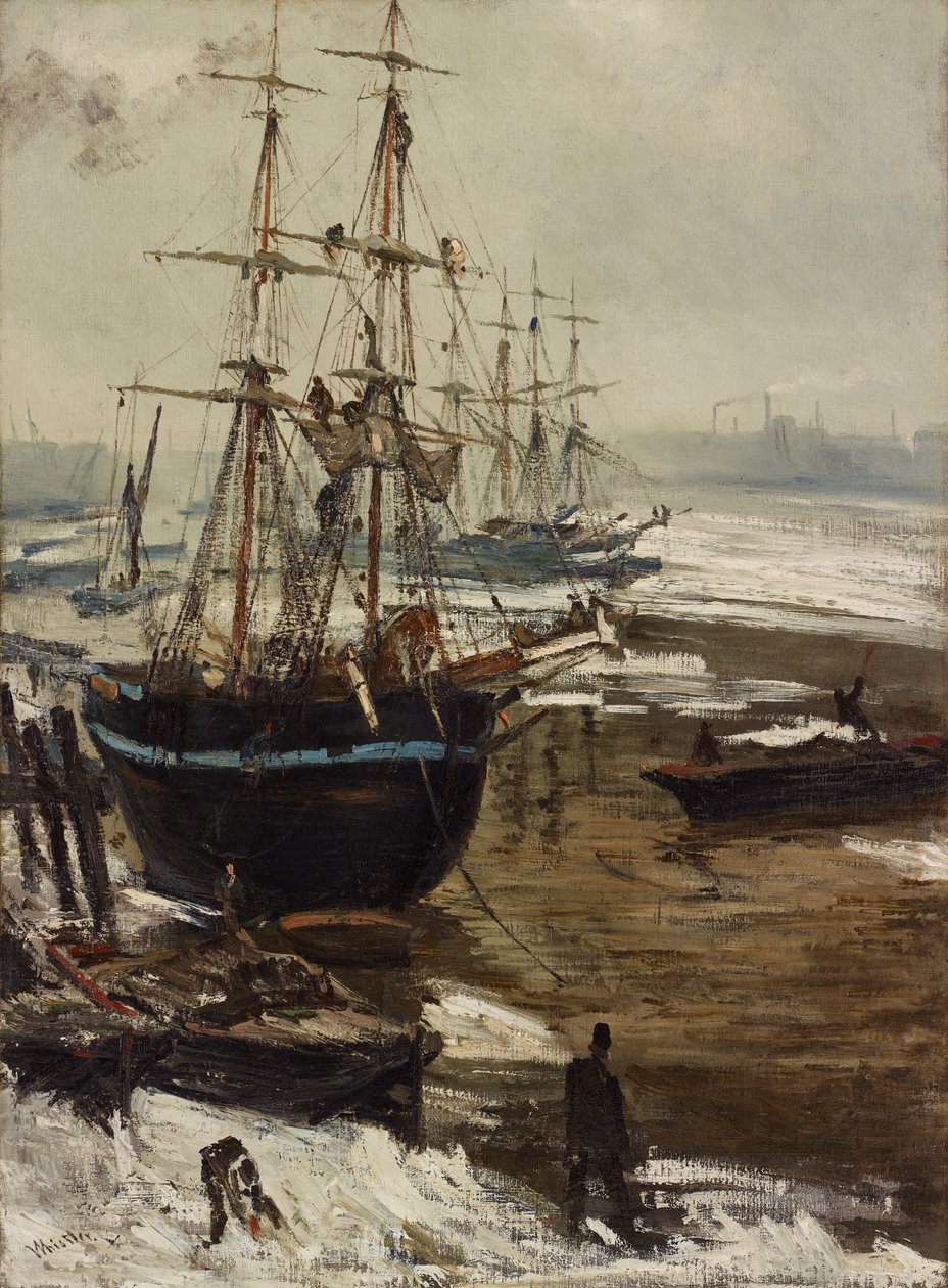 De Theems in het ijs, 1860 door James Abbott McNeill Whistler
