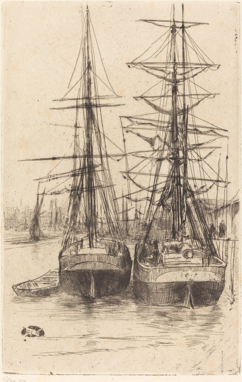 Twee schepen, 1875 door James Abbott McNeill Whistler