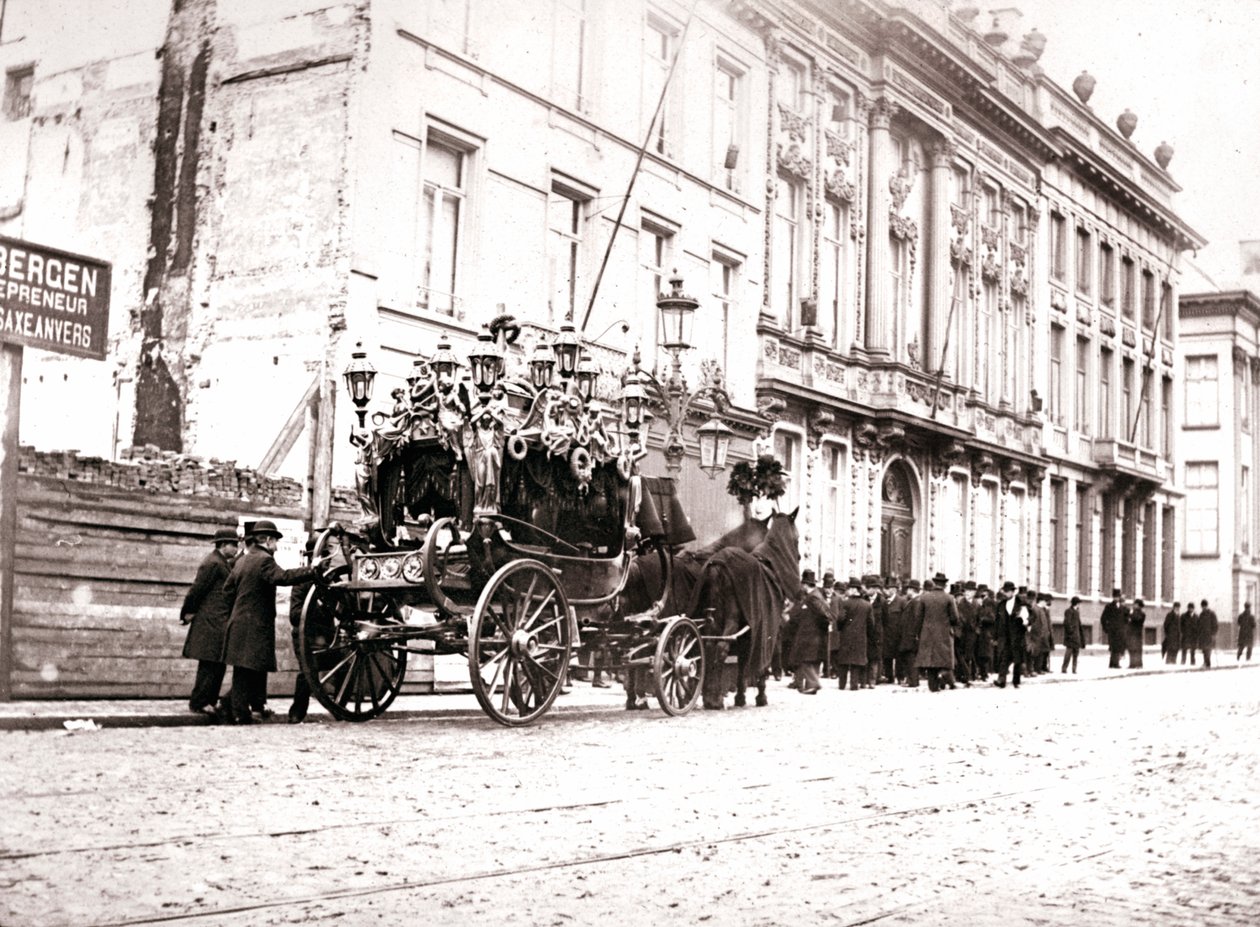 Paard-en-wagen lijkwagen, Antwerpen, 1898 door James Batkin