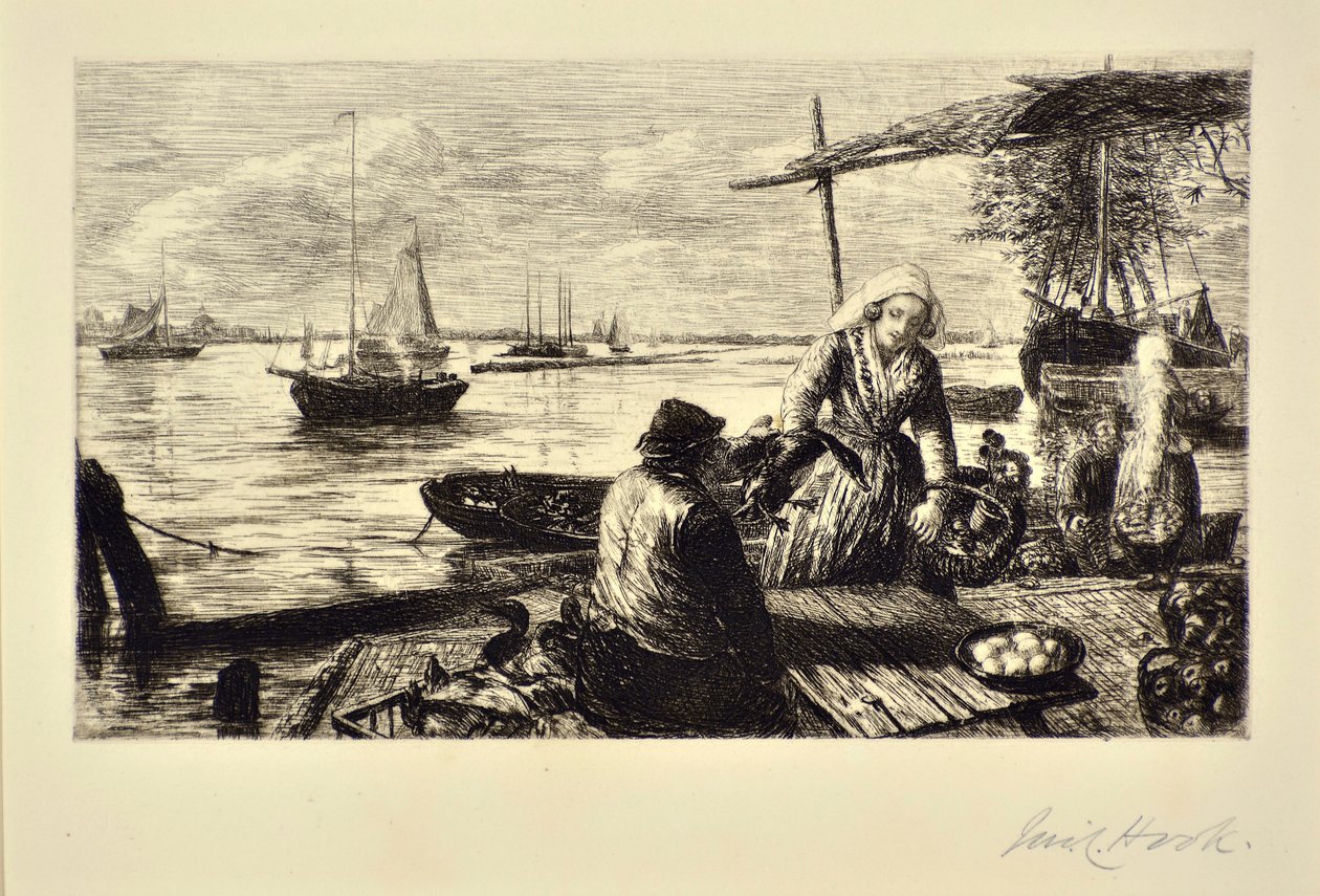 Een Marktboot, Holland door James Clarke Hook