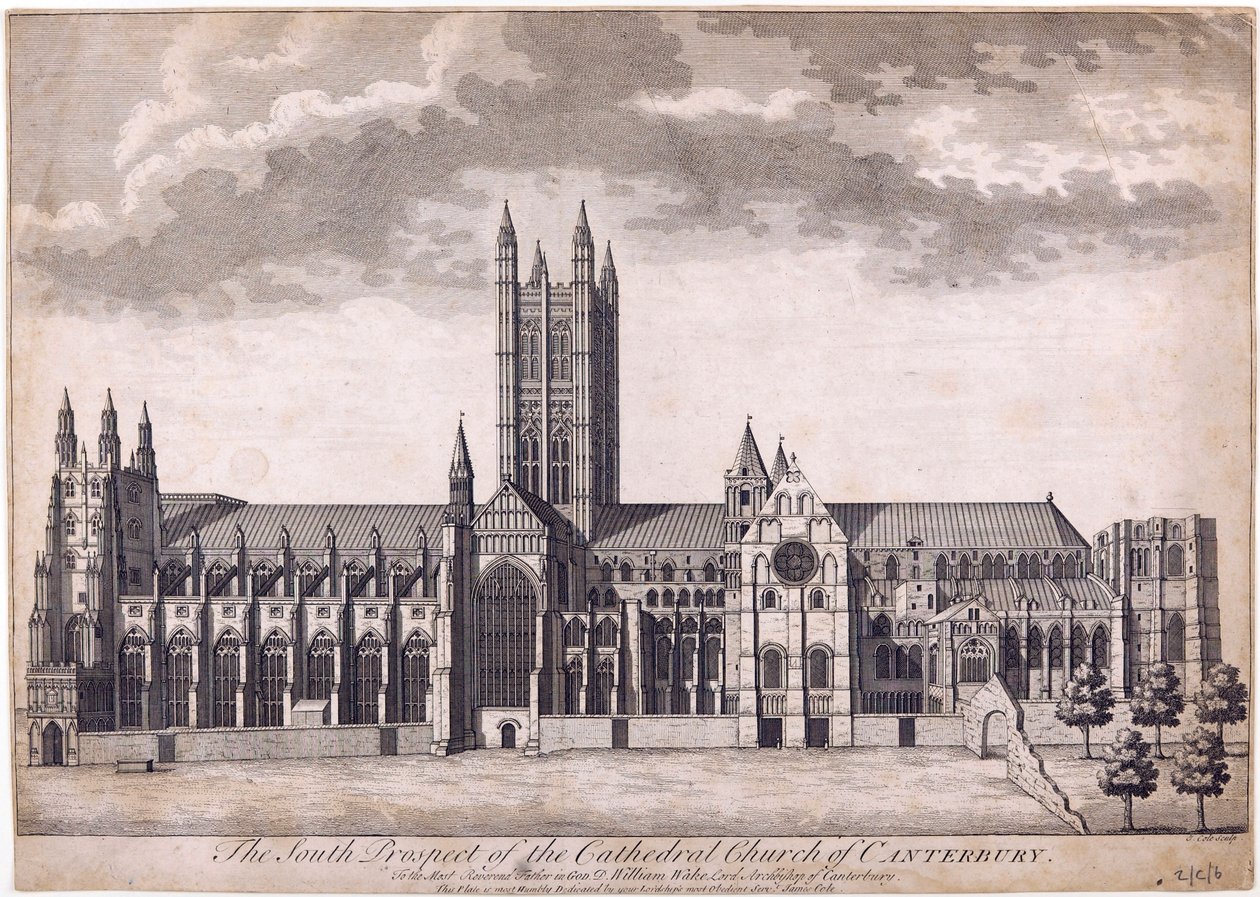 Kathedraal van Canterbury, circa 1716-37 door James Cole