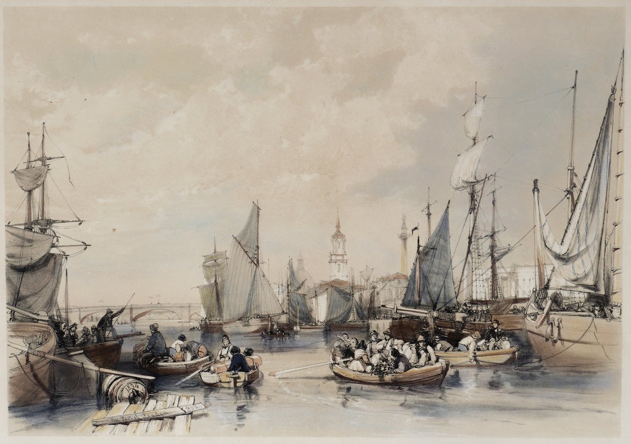 De Haven van Londen, 1834 door James Duffield Harding