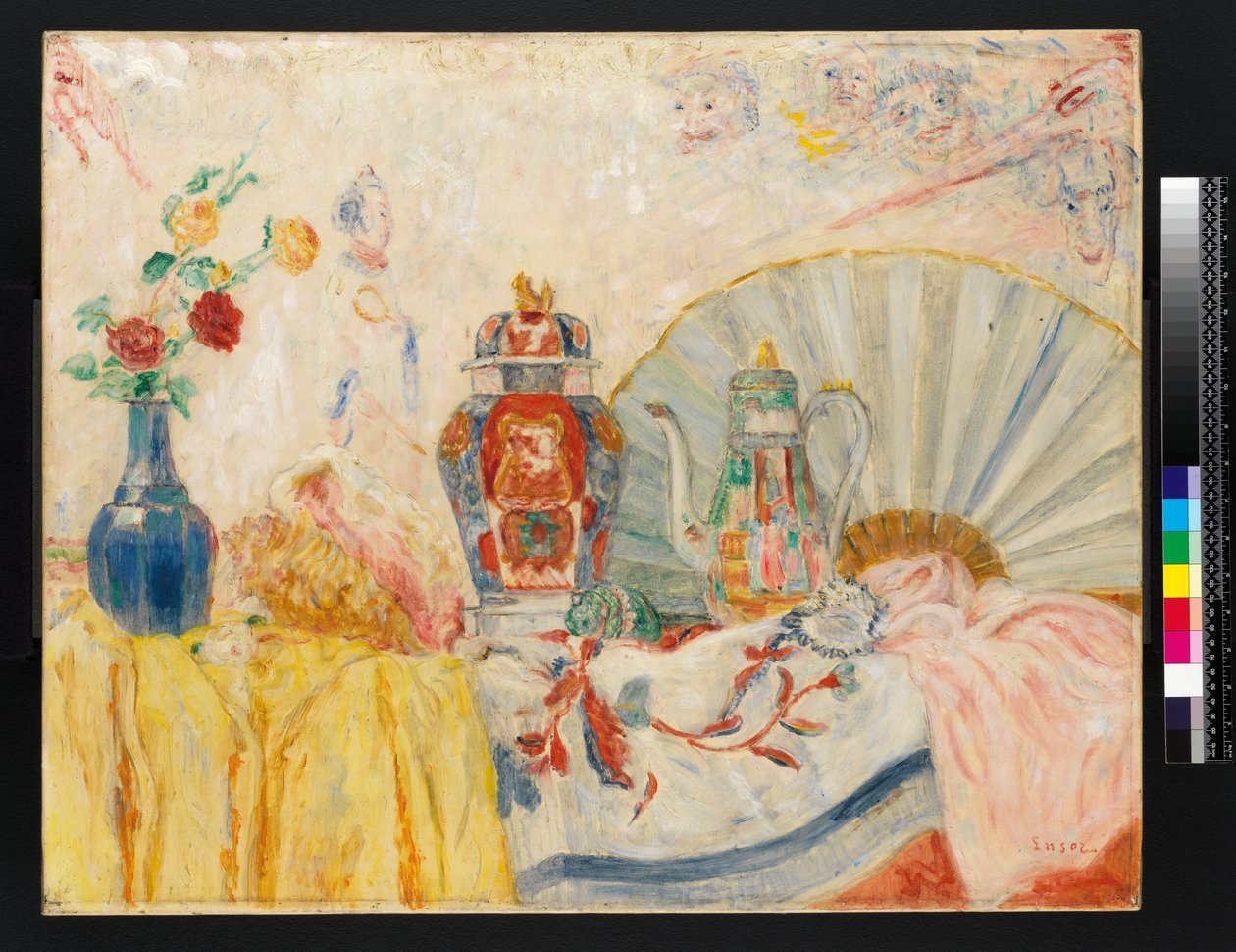 Stilleven met Chinees aardewerk door James Ensor