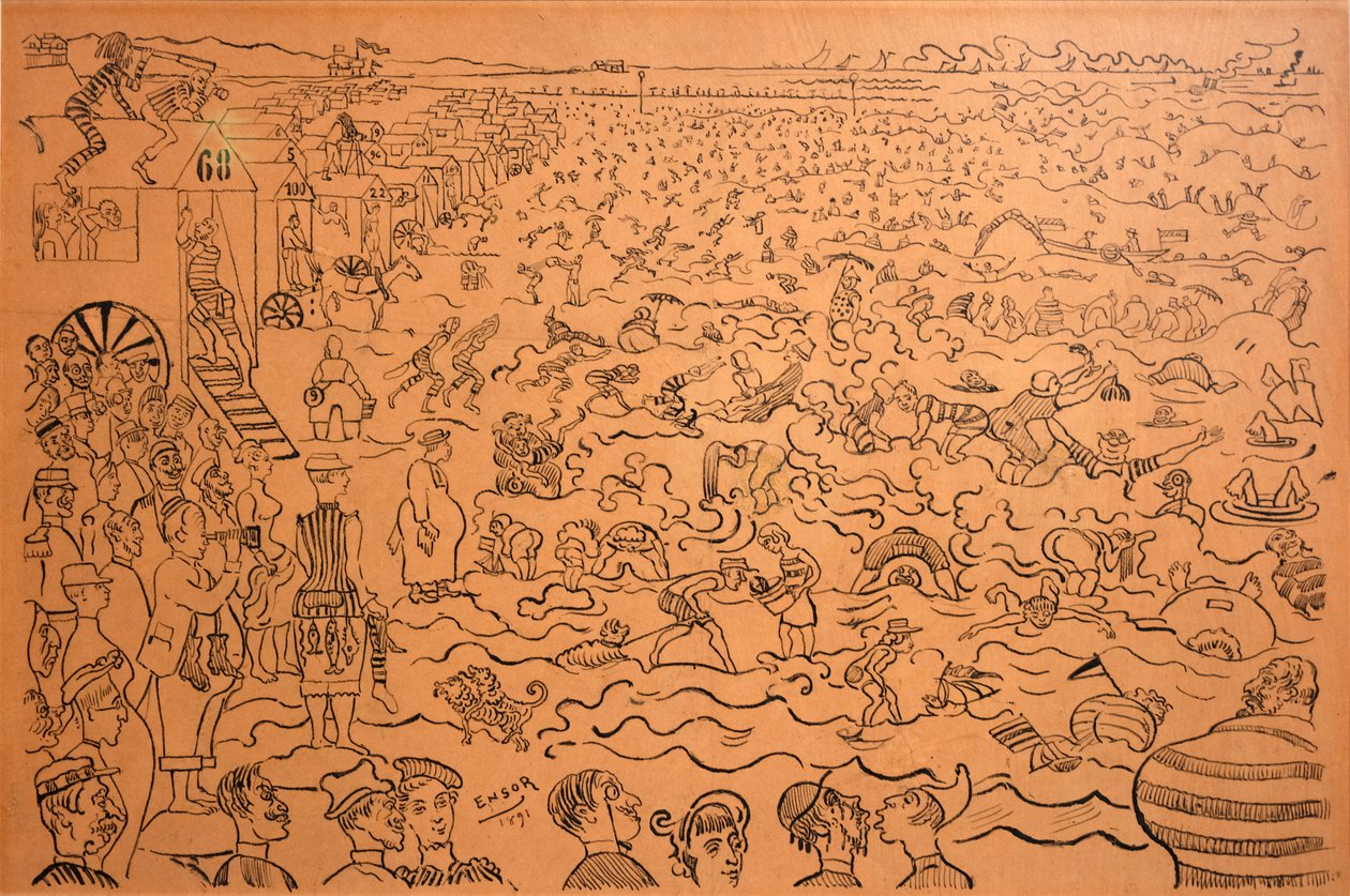 Het baden in Oostende door James Ensor