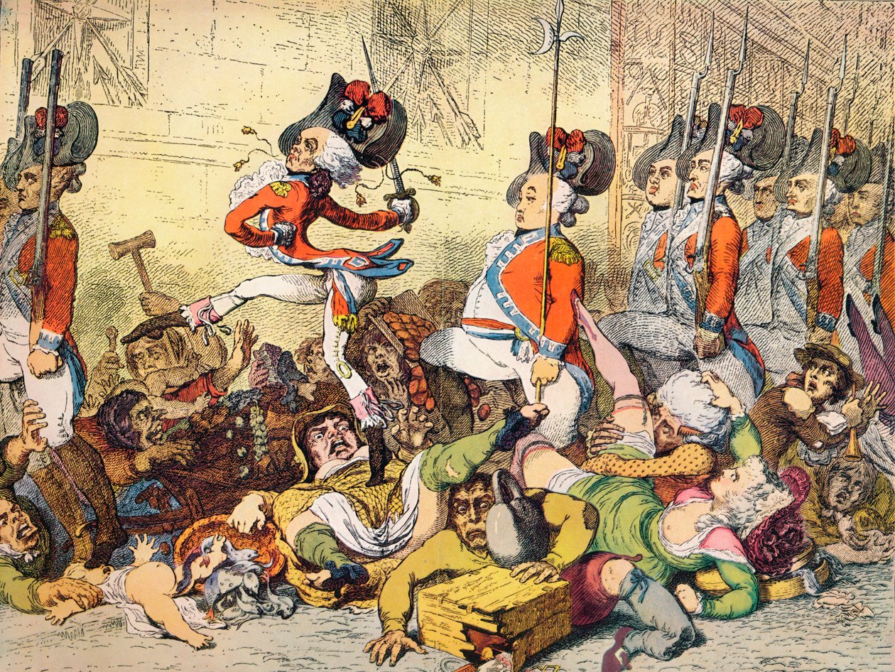 Een Mars naar de Bank, 1787 door James Gillray