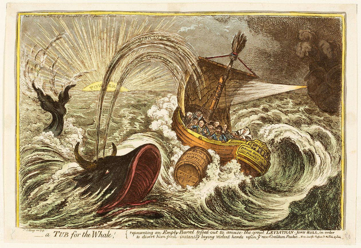 Een ton voor de walvis! door James Gillray