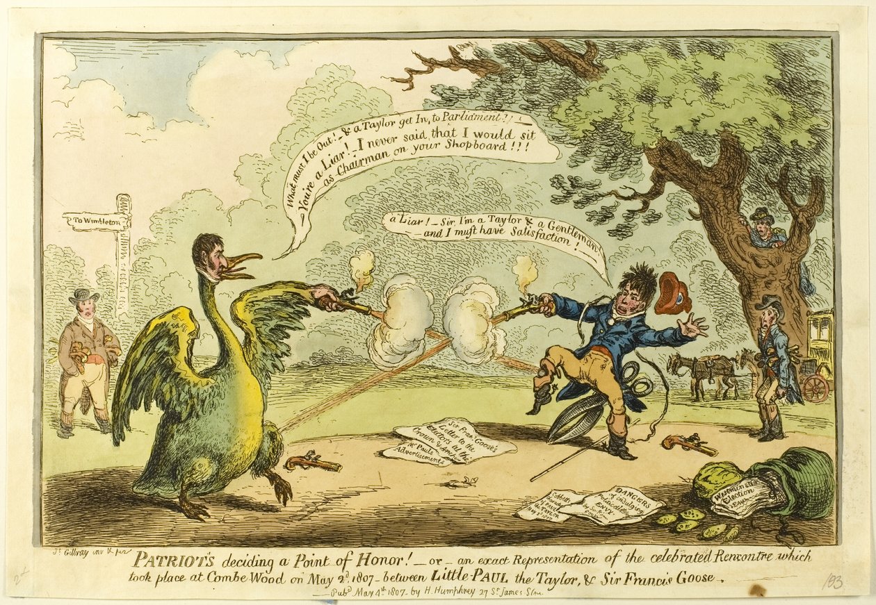 Patriots - Beslissend Punt van Eer! door James Gillray