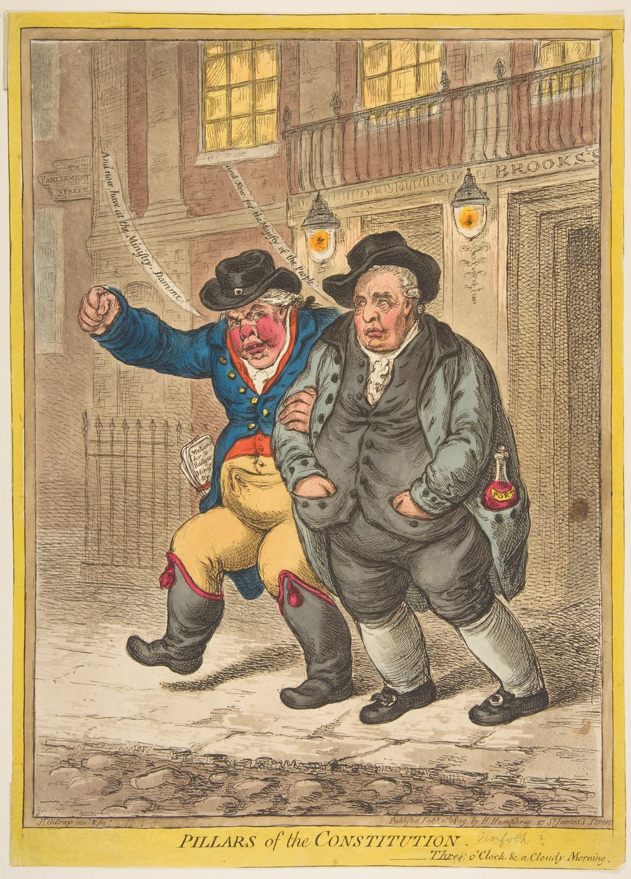 Zuilen van de Grondwet door James Gillray
