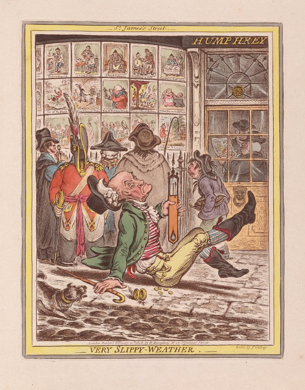 Zeer Glibberig Weer, uitgegeven 1808 door James Gillray