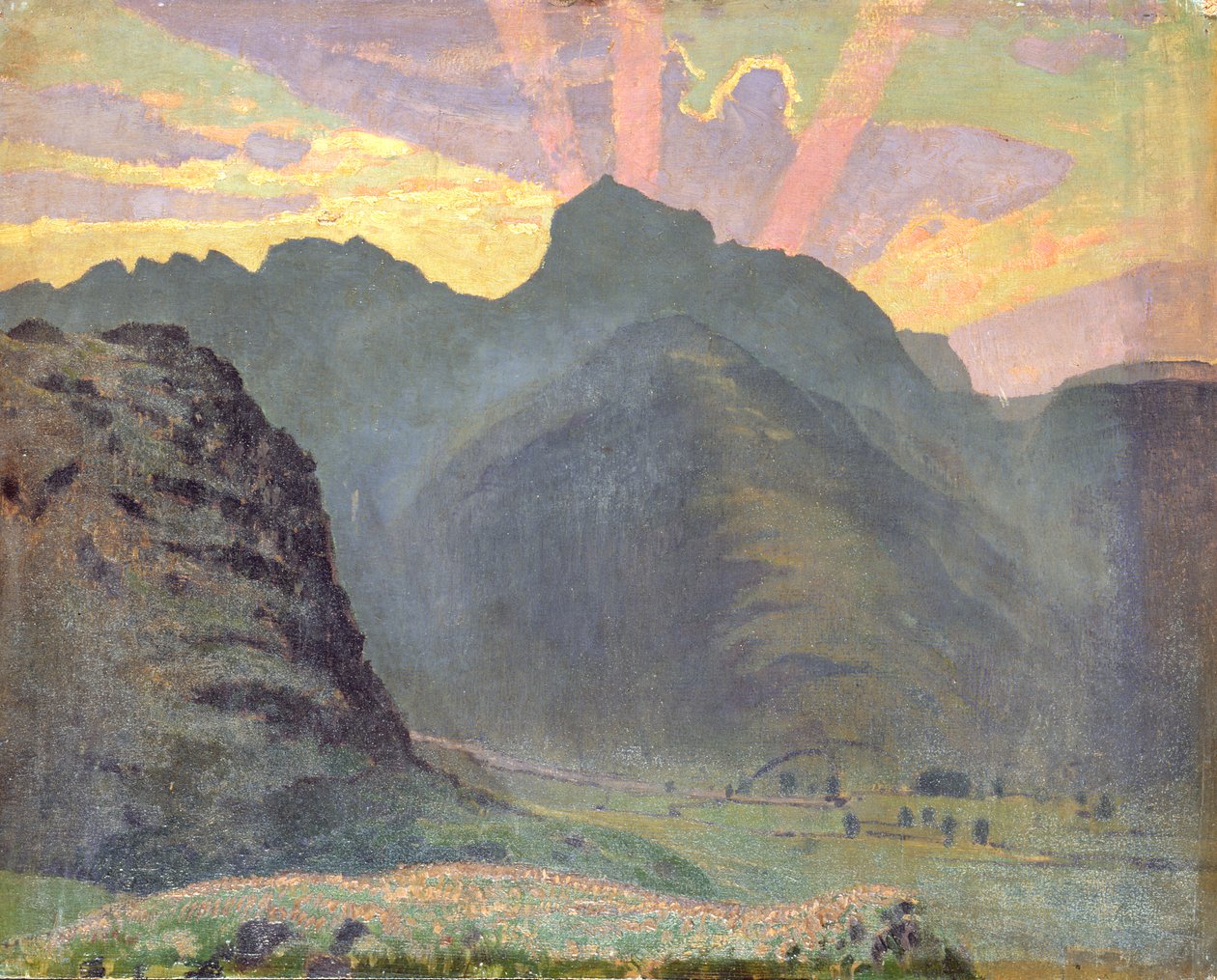 Zonsopgang in het Lake District, 1915 door James Hamilton Hay