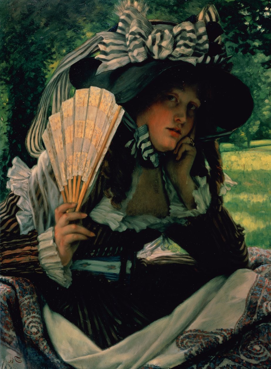 Meisje met een waaier, ca.1870-71 door James Jacques Joseph Tissot