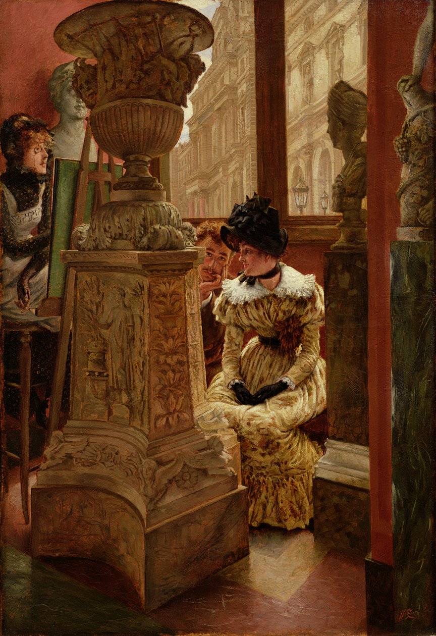 In Het Louvre (LEsthetique), 1883-5 door James Jacques Joseph Tissot