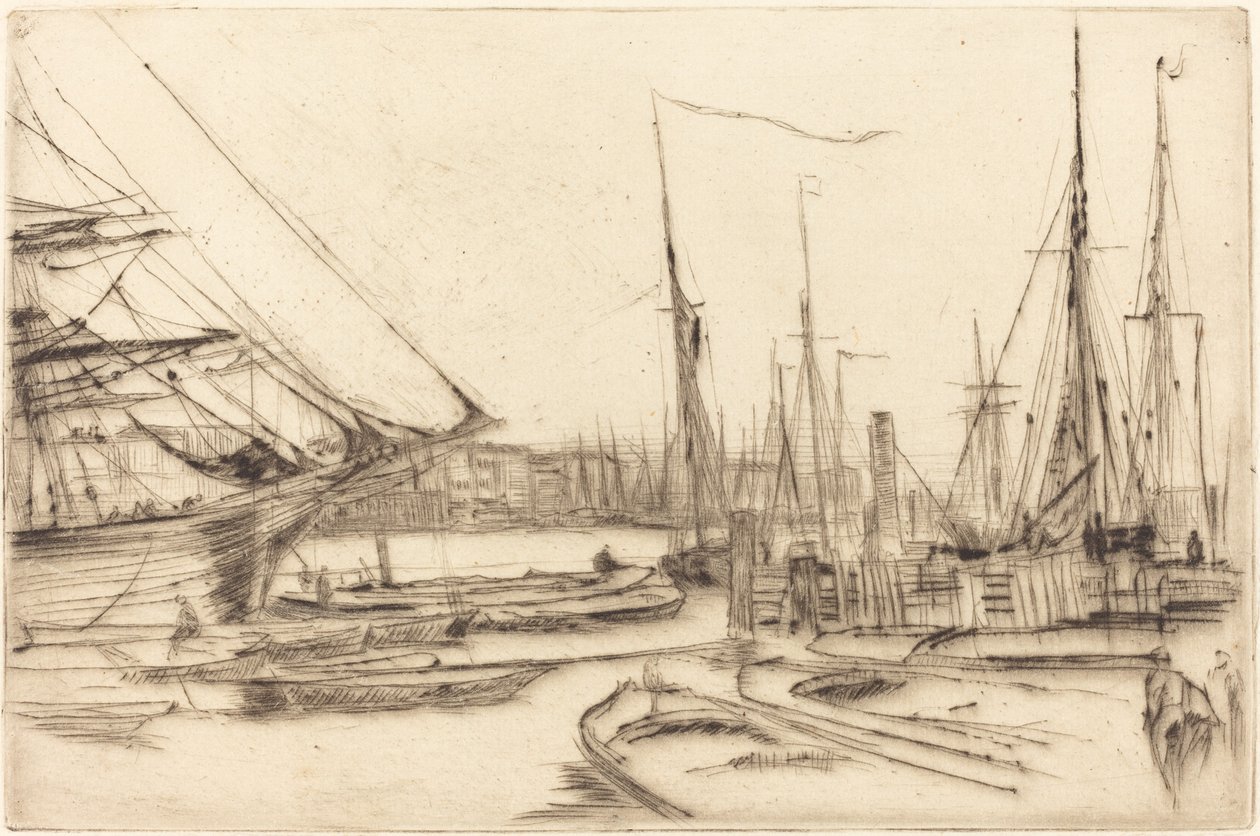 Een schets van Billingsgate door James Abbott McNeill Whistler