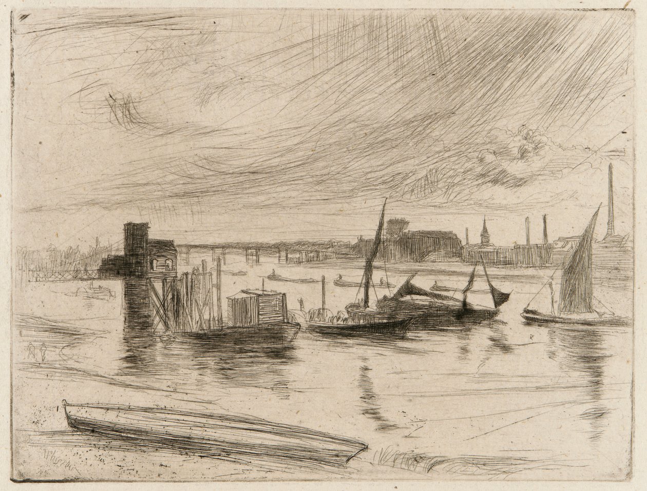Battersea Dageraad (Cadogan Pier) door James Abbott McNeill Whistler