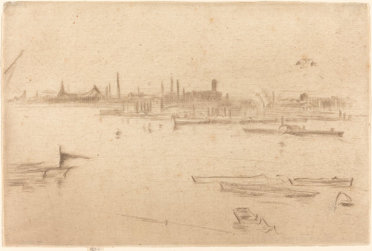 Battersea: Dageraad door James Abbott McNeill Whistler