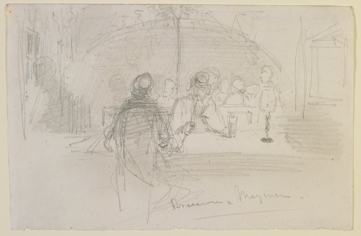 Brasserie in Mainz door James Abbott McNeill Whistler