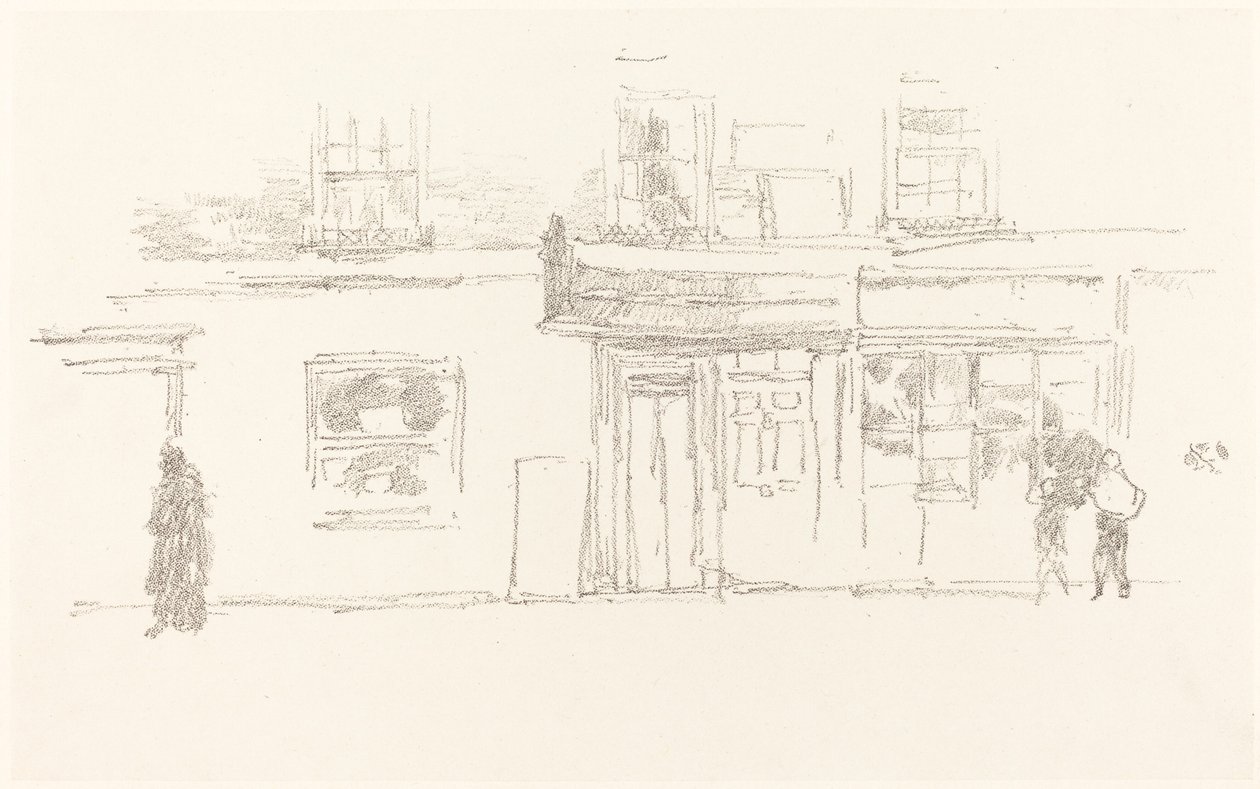Winkels in Chelsea door James Abbott McNeill Whistler