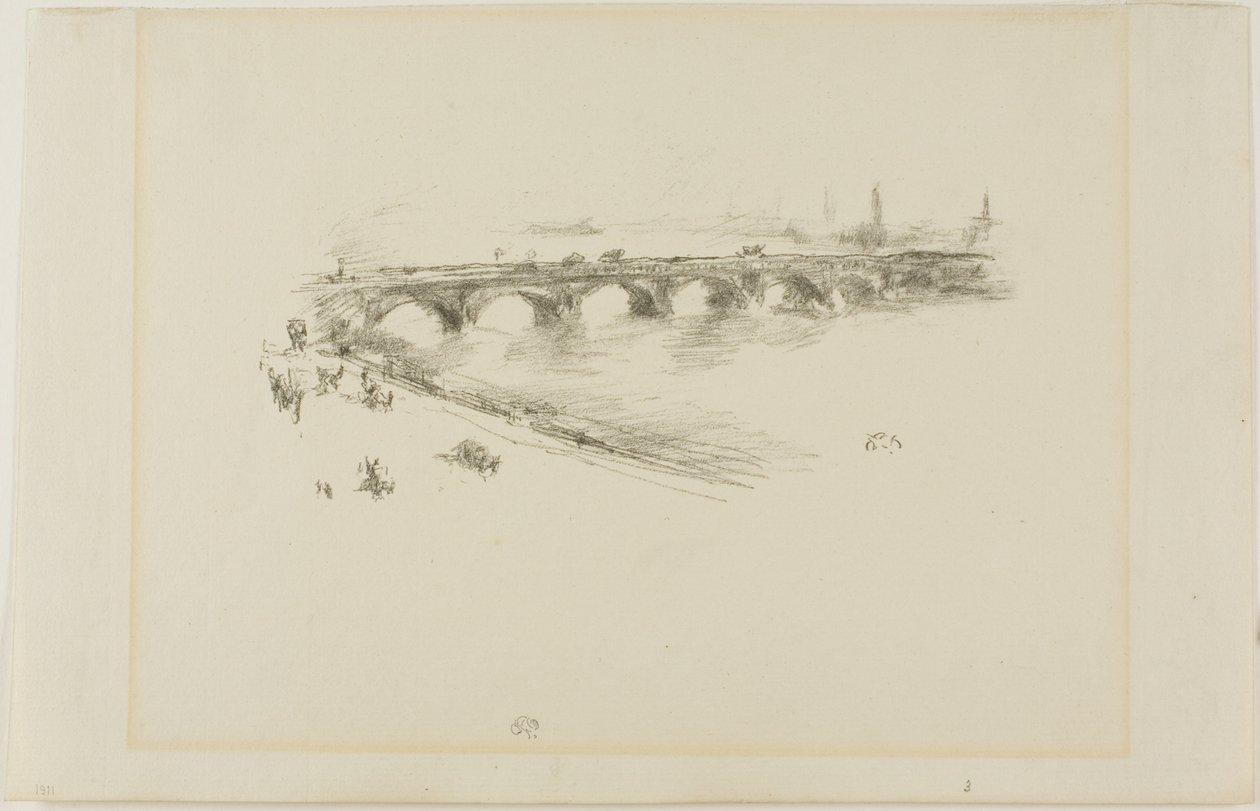 Avond, Kleine Waterloo-brug door James Abbott McNeill Whistler