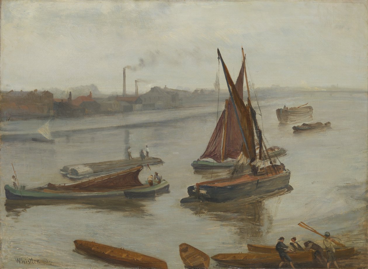 Grijs en zilver: Oud Battersea Bereik door James McNeill Whistler
