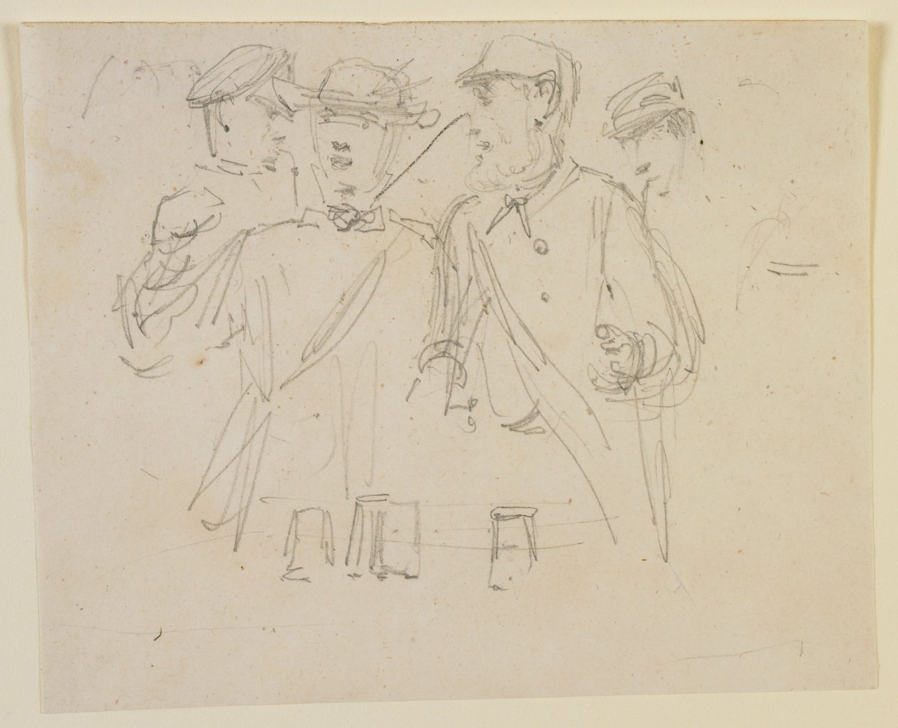 Groep van vier Mannen door James Abbott McNeill Whistler