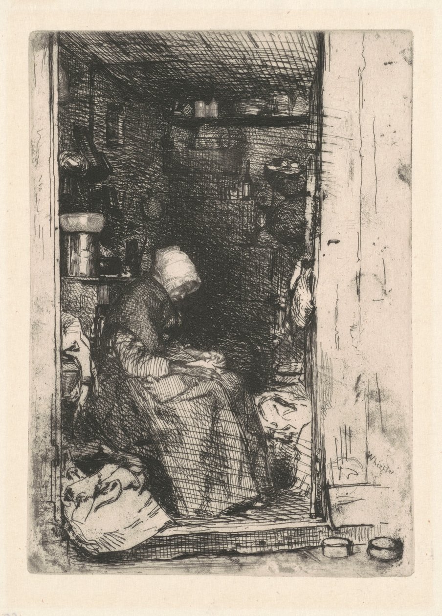 De Oude Vrouw met Lappen door James Abbott McNeill Whistler
