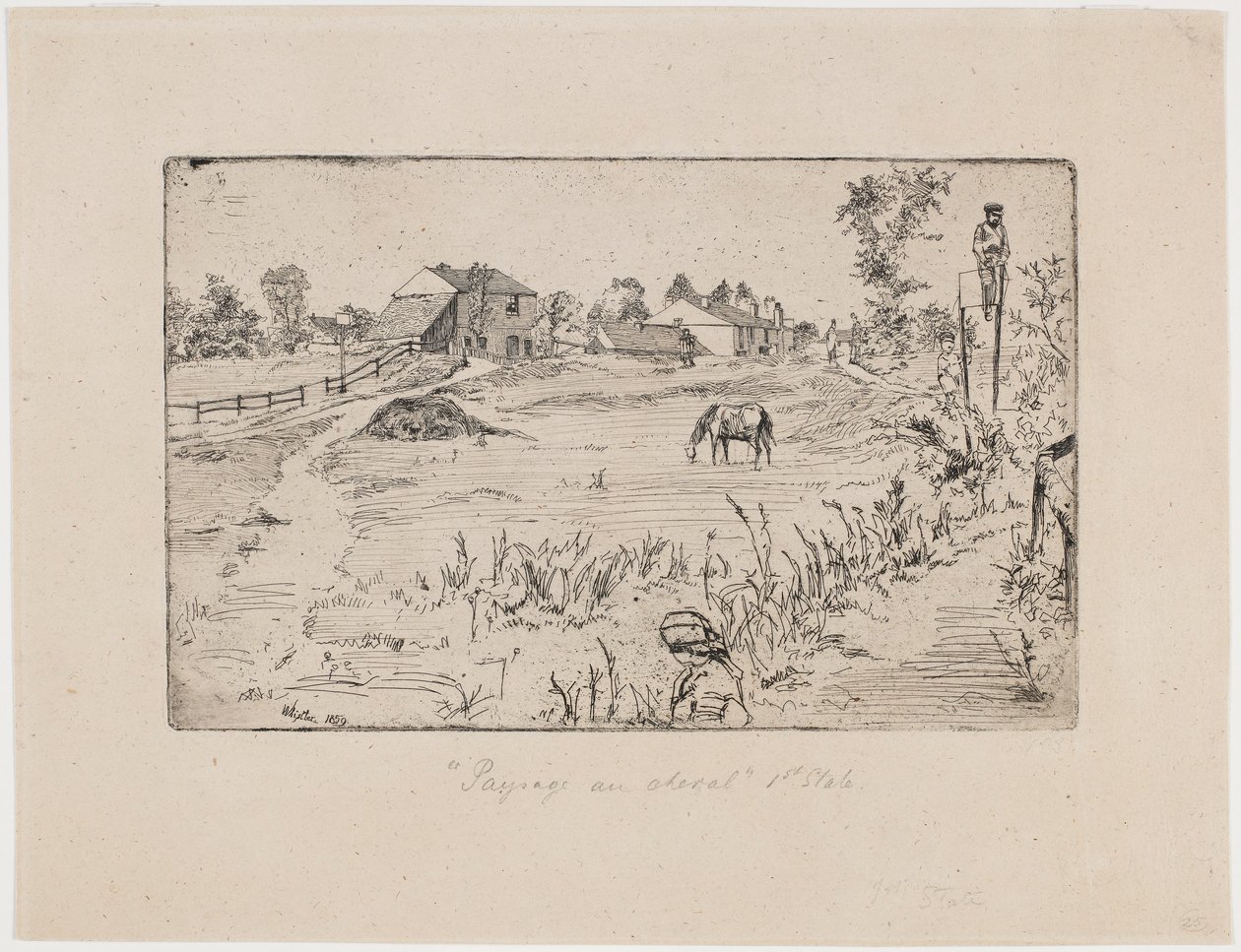 Landschap met paarden door James Abbott McNeill Whistler